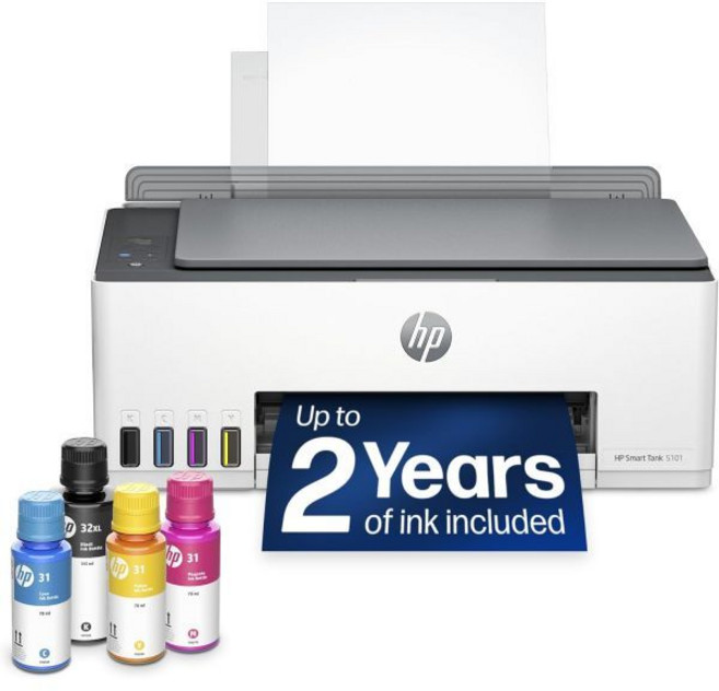 HP Smart Tank 5101 Wireless All-in-One Refillable Printer Scanner Copier with 2 years of Ink inclu, ST 5101 AIO