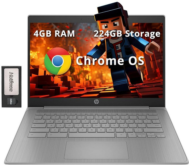 HP 비즈니스 및 학생용 크롬북 14인치 HD 노트북 인텔 셀러론 N4120 4GB LPDDR4 224GB 스토리지(64GB eMMC+160GB 도킹 스테이션) UHD, HP 비즈니스 및 학생용 크롬북 14인치 HD 노트북,