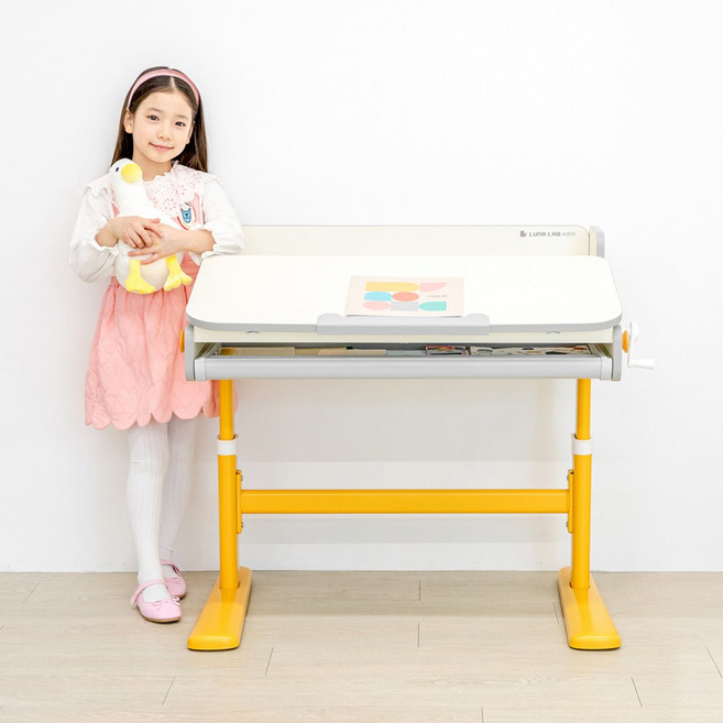 루나랩키즈 어린이 초등학생 바른자세 책상 옐로덕 초등 학생 공부 높이 각도 조절, 옐로덕 (기사설치)