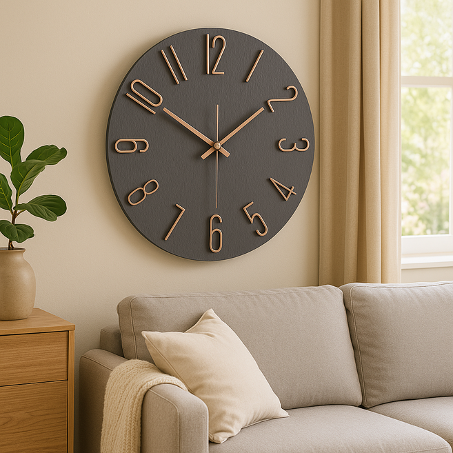 몽벨르 무소음 심플 유럽 감성 인테리어 벽시계, 그레이