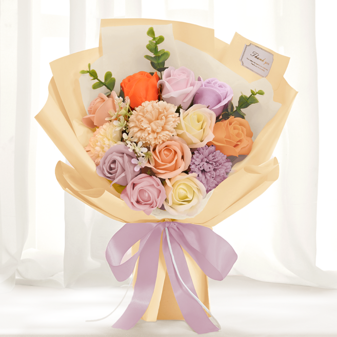 파스텔 비누꽃다발+선물 박스, 1개, 레몬에이드