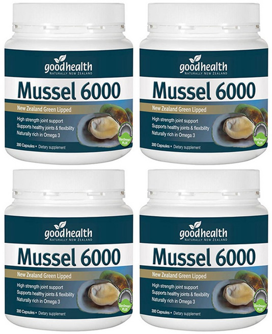 굿헬스 [고함량] GOOD HEALTH 뉴질랜드 초록홍합 푸른 6000MG 300캡슐, 300정, 4개