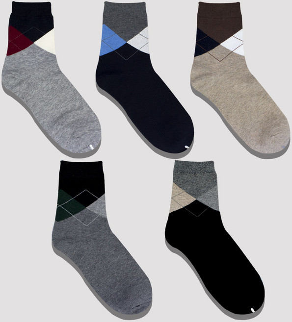 플러스코튼 남성용 스텐다드 아가일 중목 정장 양말 10켤레