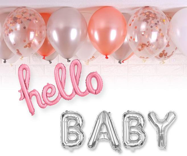 파티짱 hello BABY 컨페티 20세트 베이비샤워 파티, 핑크실버로즈