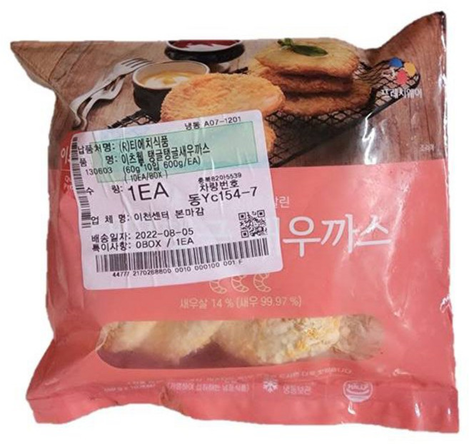 CJ이츠웰 탱글탱글 새우까스 600g / 새우까스, 1개