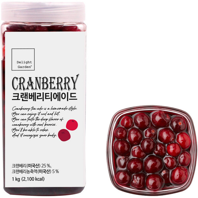 딜라잇가든 크랜베리티에이드 과육가득 베이스, 1개, 1kg