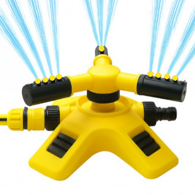 가드닝타쿠 고급형 360도 자동 회전 강력 스프링쿨러 본체, 2개, 1개