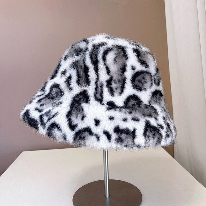 겨울 밍크 털 라이크 호피 벙거지