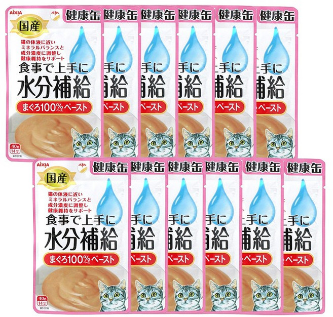 아이시아 건강캔파우치 수분보충 고양이간식, KZJ-1 참치 페이스트, 40g, 12개