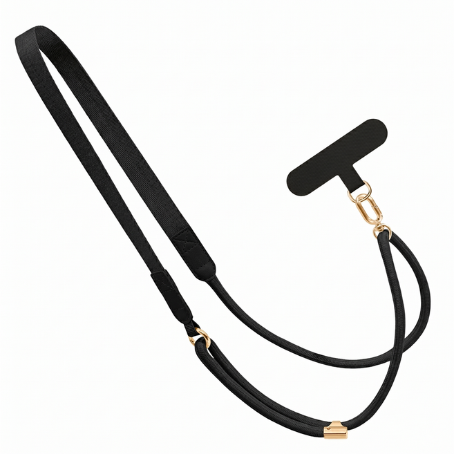 와티케 길이조절 핸드폰 스트랩 분실방지 목걸이, 1개, 블랙