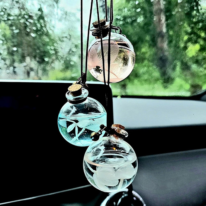 카로이스 플라워 차방향제 룸미러디퓨저 2개 세트, 핑크+블루-화이트머스크, 1개