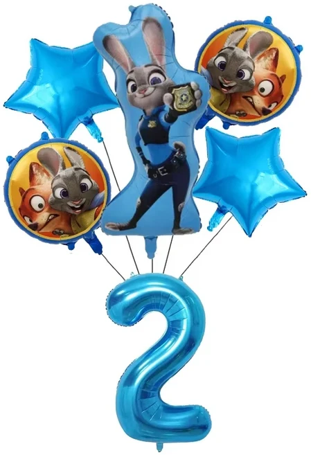 주토피아 2 풍선 세트 파티 용품 호일 풍선 야외 피크닉 크리스마스 용품 생일 파티 장식 장난감 선물, 01 as picture, 01 6PCS Balloon