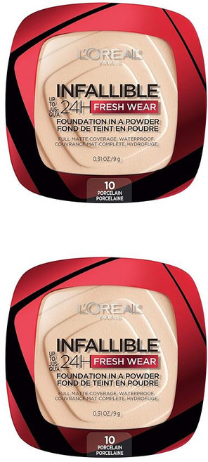 로레알 파운데이션 파우더 10호 포쉐린 L'Oreal Paris Makeup Infallible Fresh Wear Foundation, 2개