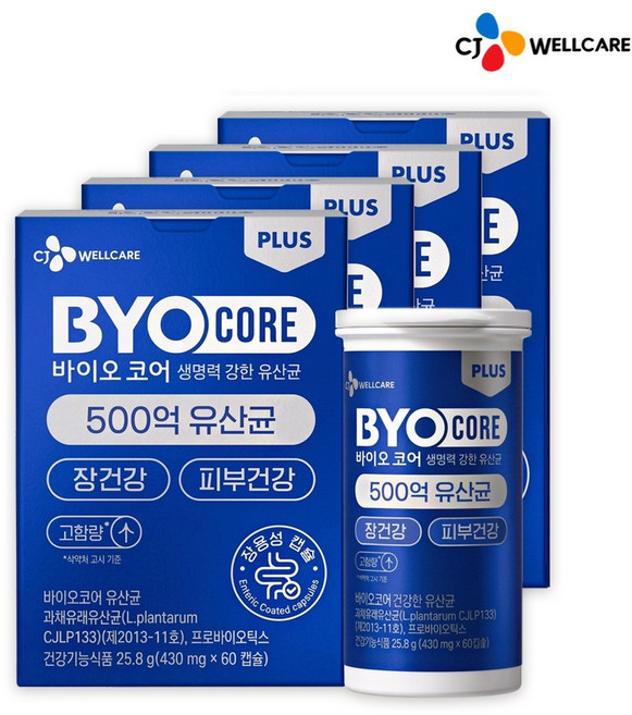 BYO 코어 건강한 생유산균 500억, 60정, 4개