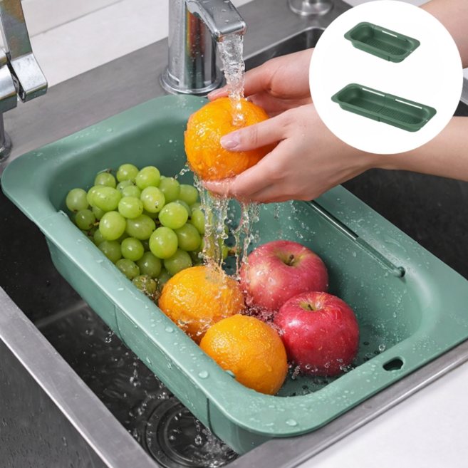 굿디아 과일 세척 길이 조절 미니 식기 건조대, 1개, 그린, 1단