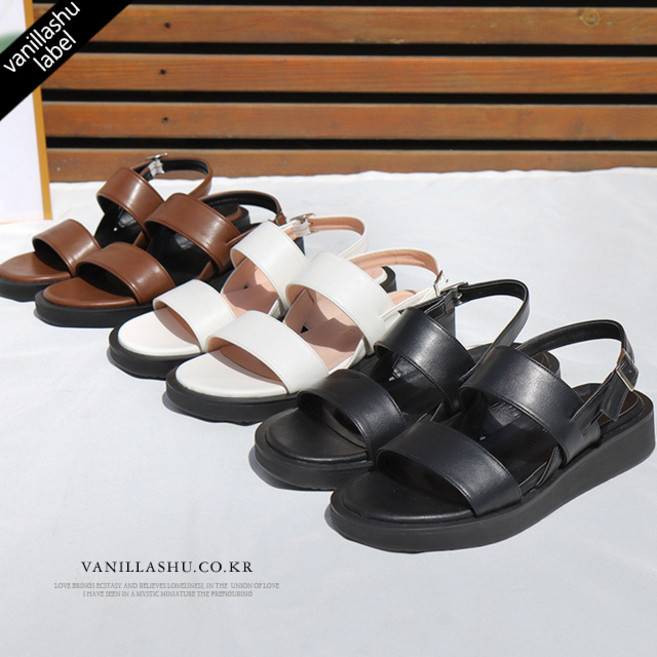 로퍼 구두 신발 바닐라슈 자체제작 노마스 투라인 통굽 플랫샌들(3cm)