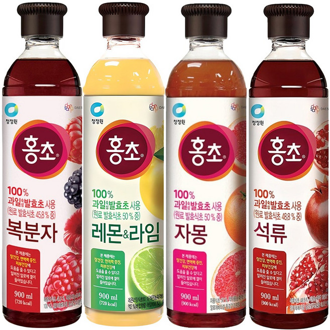 청정원 홍초 복분자 + 레몬라임 + 자몽 + 석류, 1세트, 3.6L
