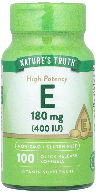 Nature's Truth 비타민E 고효능 180mg(400IU) 빠른 방출 소프트젤 100정 Truth (네이처스 트루스), 180 mg, 1개 - 쿠팡