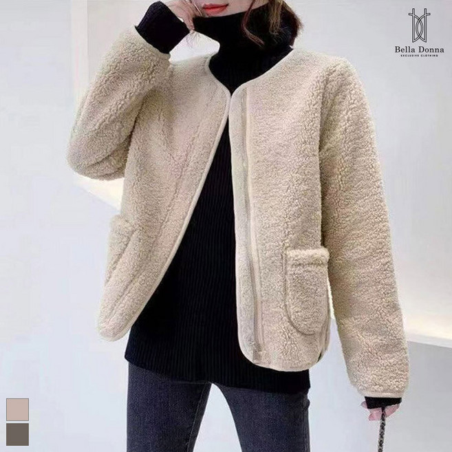 이삐다 벨라도나 여성 겨울 양털 노카라 후리스 뽀글이 플리스자켓 김장 데일리 Bon-2562