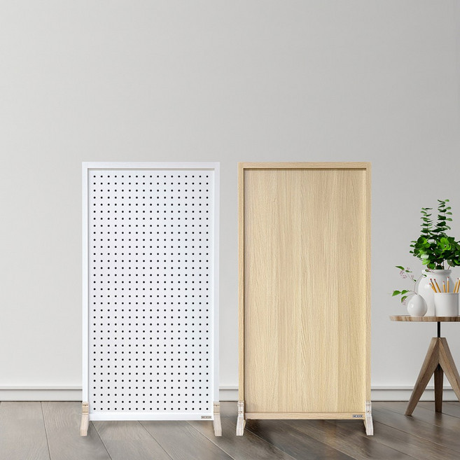 우드톡 스탠딩 타공 무타공 이동식 파티션 공간분리 인테리어 가벽 가림막 칸막이, 화이트_637, 840