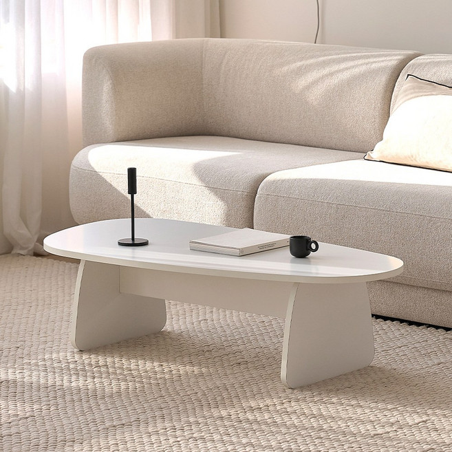 무아레 거실 소파 좌탁 비정형 티테이블 800 1200, 1200 화이트