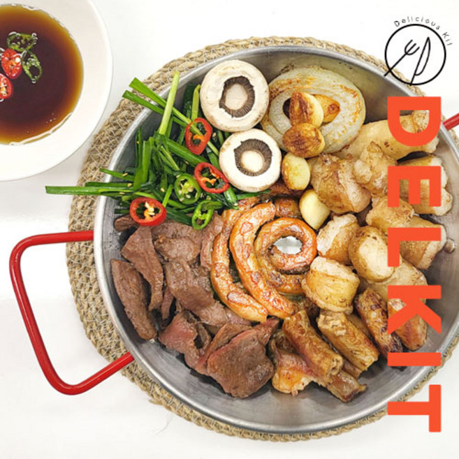 델킷 소곱창 모듬 세트 570g 소곱창 대창 염통 구이 캠핑 밀키트 2~3인분, 1개