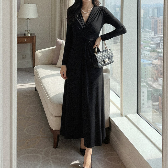 글램디브 이디린 롱원피스 기모 A라인 플레어 AA1937