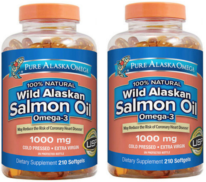 퓨어 알라스카 오메가 와일드 연어 오일 오메가3 1000mg 210정 2팩, 2개