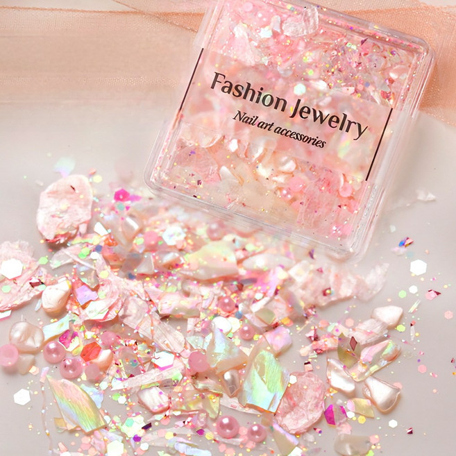 갤럭시 네일자개 글리터 믹스, 1개, 핑크, 핑크