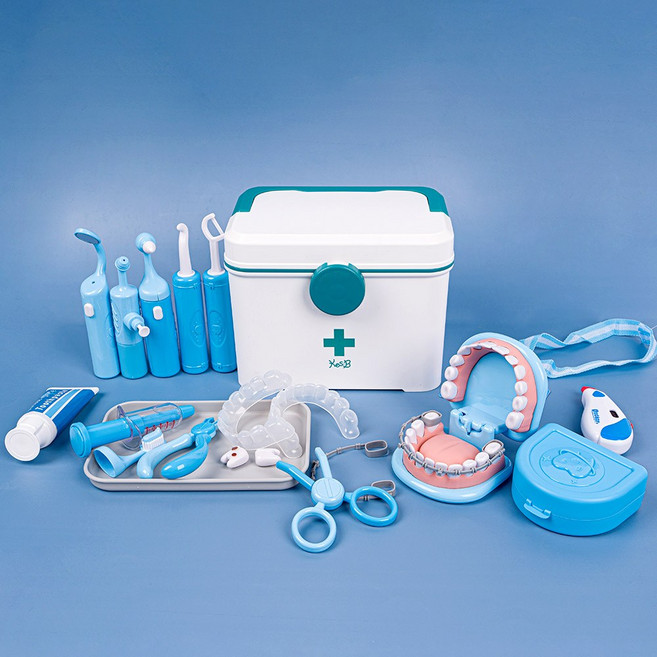 장난감칫과병원놀이 약 20종 움직이고 불빛나는 치과병원놀이 치아모형+교정기외, 1세트, 혼합색상