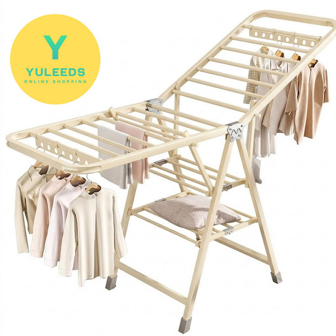 YULEEDS 튼튼한 Y자 접이식 빨래 건조대, 아이보리