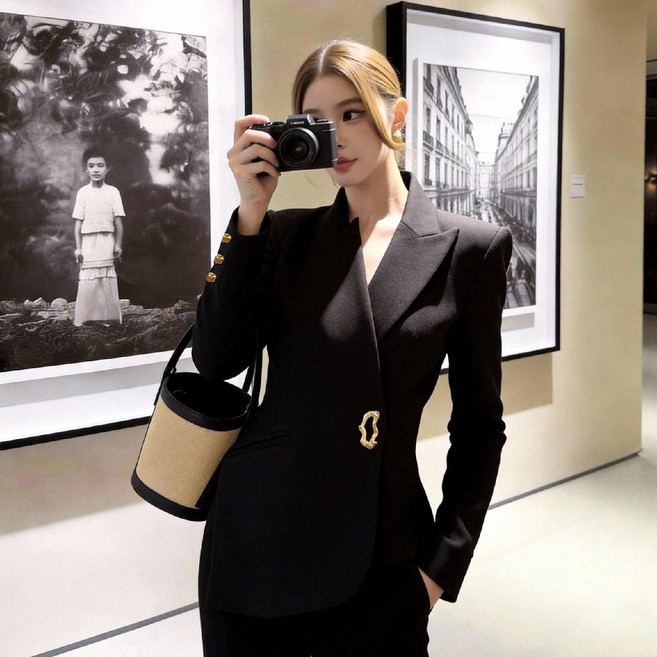 【顯瘦百搭】西裝外套 女裝外套 西服 通勤外套 氣質外套 黑色外套 設計感剪裁 垂墜抗皺面料 春秋職場必備