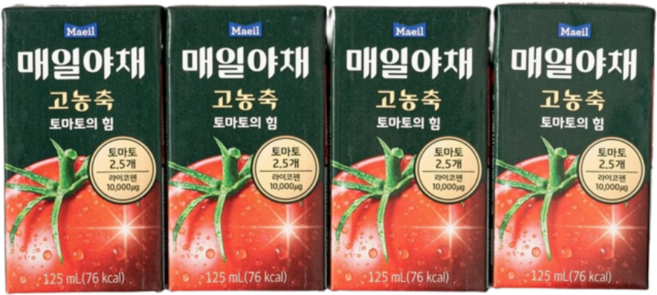 매일유업 매일야채 고농축 토마토의 힘 주스 선물세트, 125ml, 4개