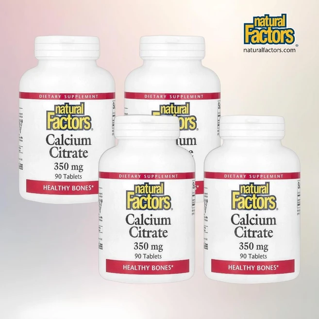 Natural Factors 네츄럴 팩터스 구연산칼슘 헬씨본 350mg 90정 4통 - 쿠팡