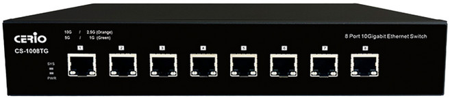 CERIO CS-1008TG 8埠 10Gigabit 網路交換器 支援100M/1G/2.5G/5G/10G多種速度 自動協商, 1個