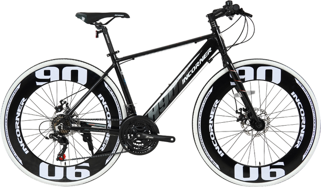 서전트 인코너 H90D 하이브리드 자전거 시마노 21단 700C 중학생 입문용 완조립, 인코너 H90D 500(시트튜브길이), 블랙화이트, 1개