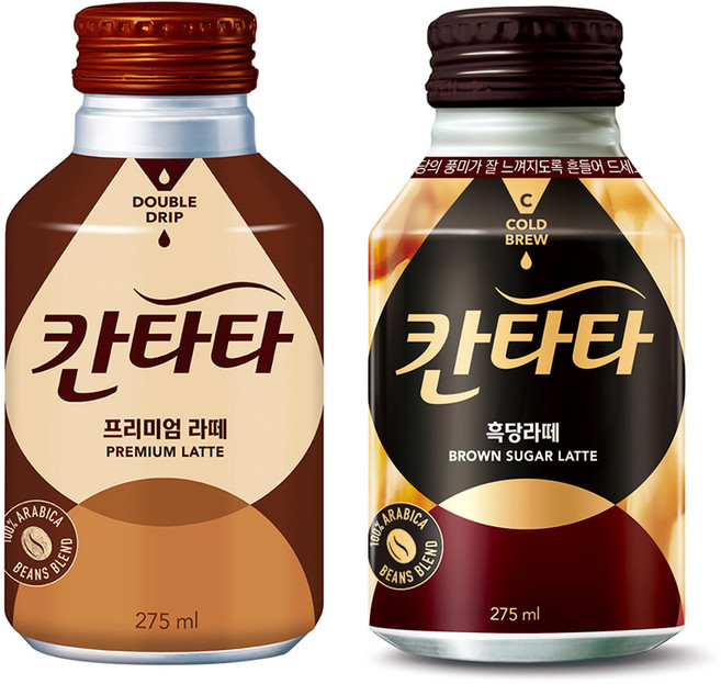 칸타타 프리미엄라떼12 흑당라떼12 275ml, 24개