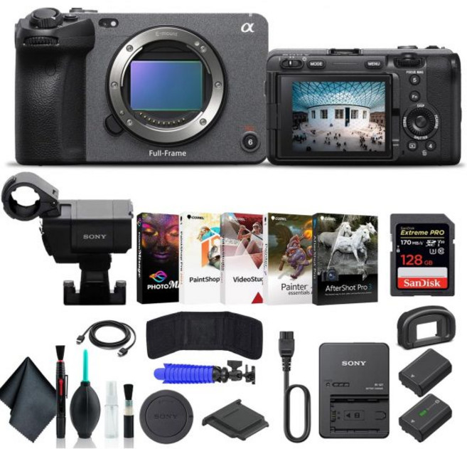 소니 FX3 풀프레임 시네마 카메라 본체 전용 ILMEFX3 128GB 메모리 카드 코렐 포토 소프트웨어 NPFZ100 배터리 케이스 디럭스 클리닝 세트 HDMI 케이블 지갑, 소니 FX3 풀프레임 시네마 카메라 본체 전용 ILME