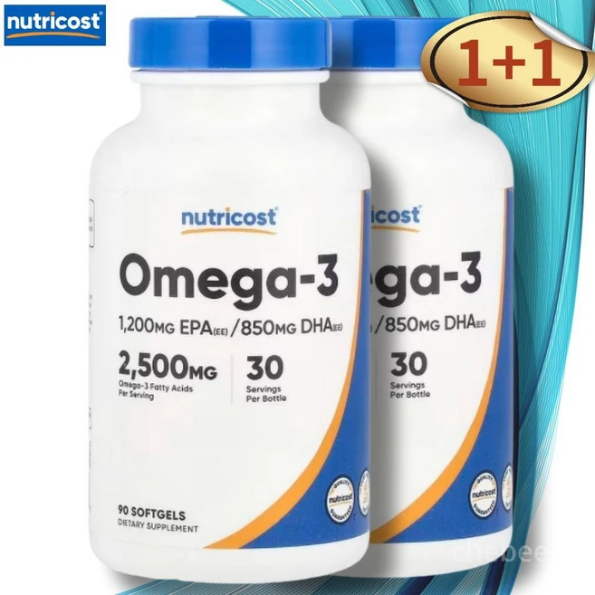 뉴트리코스트 오메가3 피쉬 오일 90정 2병 EPA DHA - 쿠팡