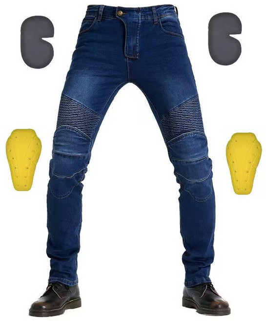 남성용 자수 오토바이 바지 모토크로스 벨트 보호 기어 옵션 운전 면허증 시험 모토 청바지, 04 XL, good gear blue