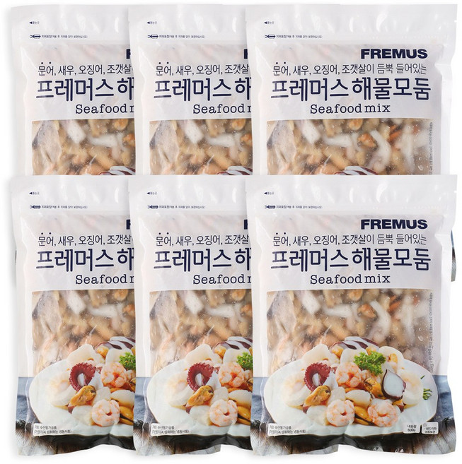 맛꾼 [정품] HACCP인증 깔끔하고 간편한 해물 5종 믹스 해물 모듬 600g, 6개