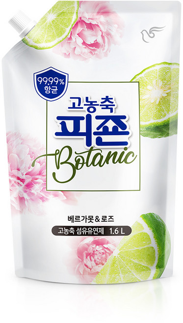 피죤 고농축 보타닉 섬유유연제 베르가못 로즈 리필, 1.6L, 1개입, 4개