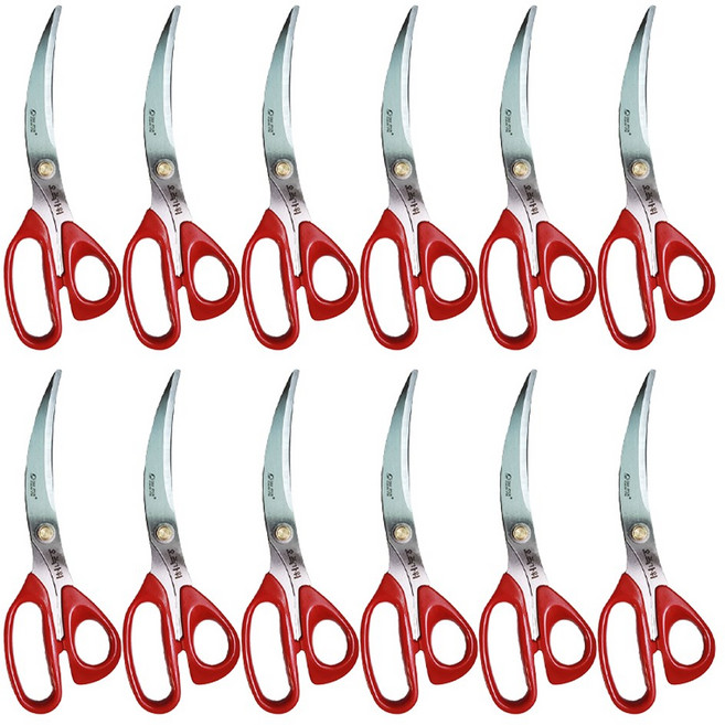 대륙 오복가위 9292 곡선가위 12개입, 1박스, 레드