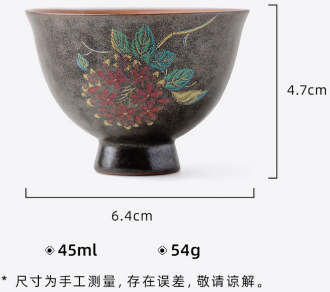 宜室茶話 志野燒 繡球花 陶瓷高足杯 單杯, 1個, 志野烧（绣球花）美人杯