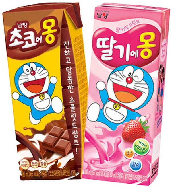 남양 멸균우유 딸기에몽 24팩+초코에몽 24팩 180ml 총 48팩/배송, 48팩