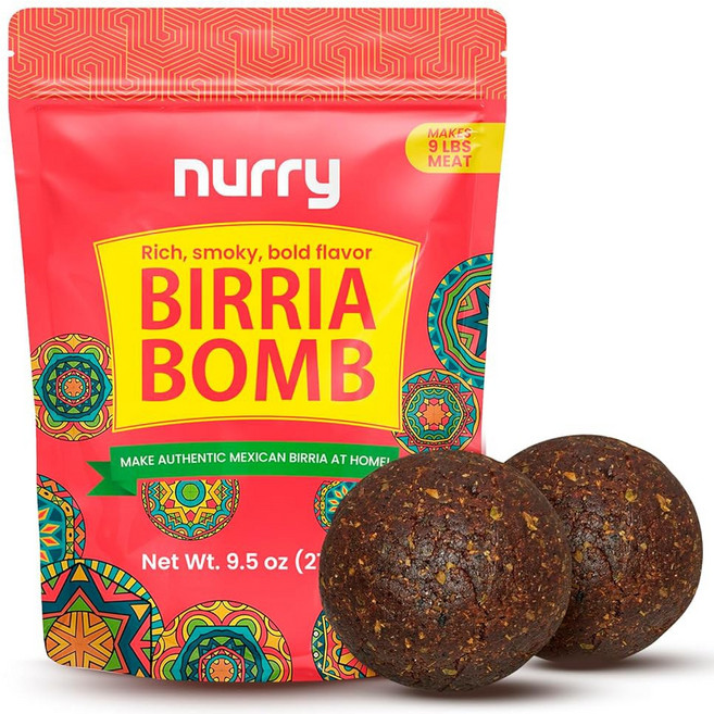 토마토 가루 파우더 분말 NURRY 비리아 칠리 폭탄 볼 정통 멕시코 향신료 믹스 풍부하고 훈제된 강렬한 맛 경험 1팩당 2개 최대 9파운드4kg 조리 가능 물과 선택한 만 추, 비리아 폭탄 볼 진하고 스모키하며 대담한 맛을 느낄 수