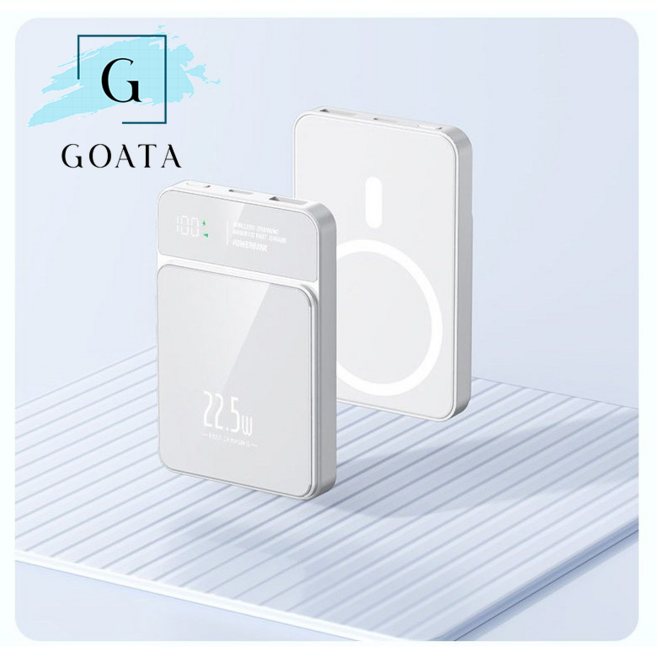 GOATA 20000mAh 대용량 보조배터리 PD22.5W 슈퍼 급속충전15W 무선충전 맥세이프 보조배터리 항공 표준에 부합, 흰색