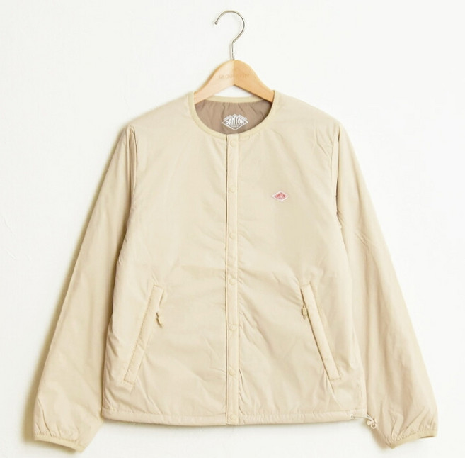 단톤 여성 노카라 숏패딩 경량 재킷 라운드넥 간절기 봄 가을 아우터