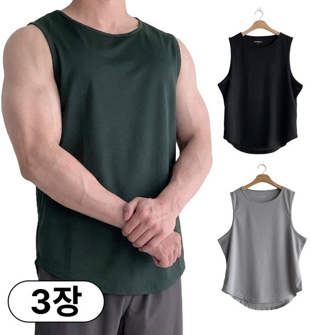 핏노블 3P세트 남자 헬스 나시 민소매 기능성 나시티 1+1+1