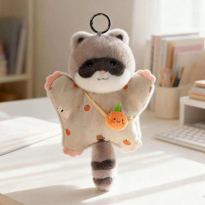 豆袋動物玩偶掛件, 豆袋 - 小浣熊, 1個, 15cm
